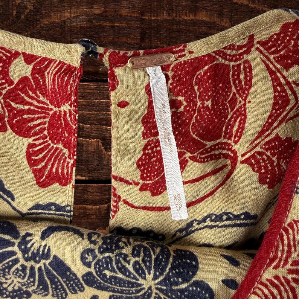 Free People Russian Circles Boho Botanical Sleeveless Shift Mini Dress Red XS - Picture 4 of 7